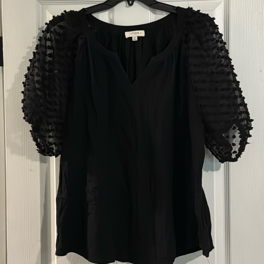 Umgee Plus Black 2XL short sleeve blouse